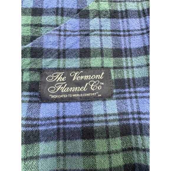 The Vermont Flannel Co Plaid Hooded Pullover Shirt Men’s Medium Blue Green Check - Picture 4 of 10
